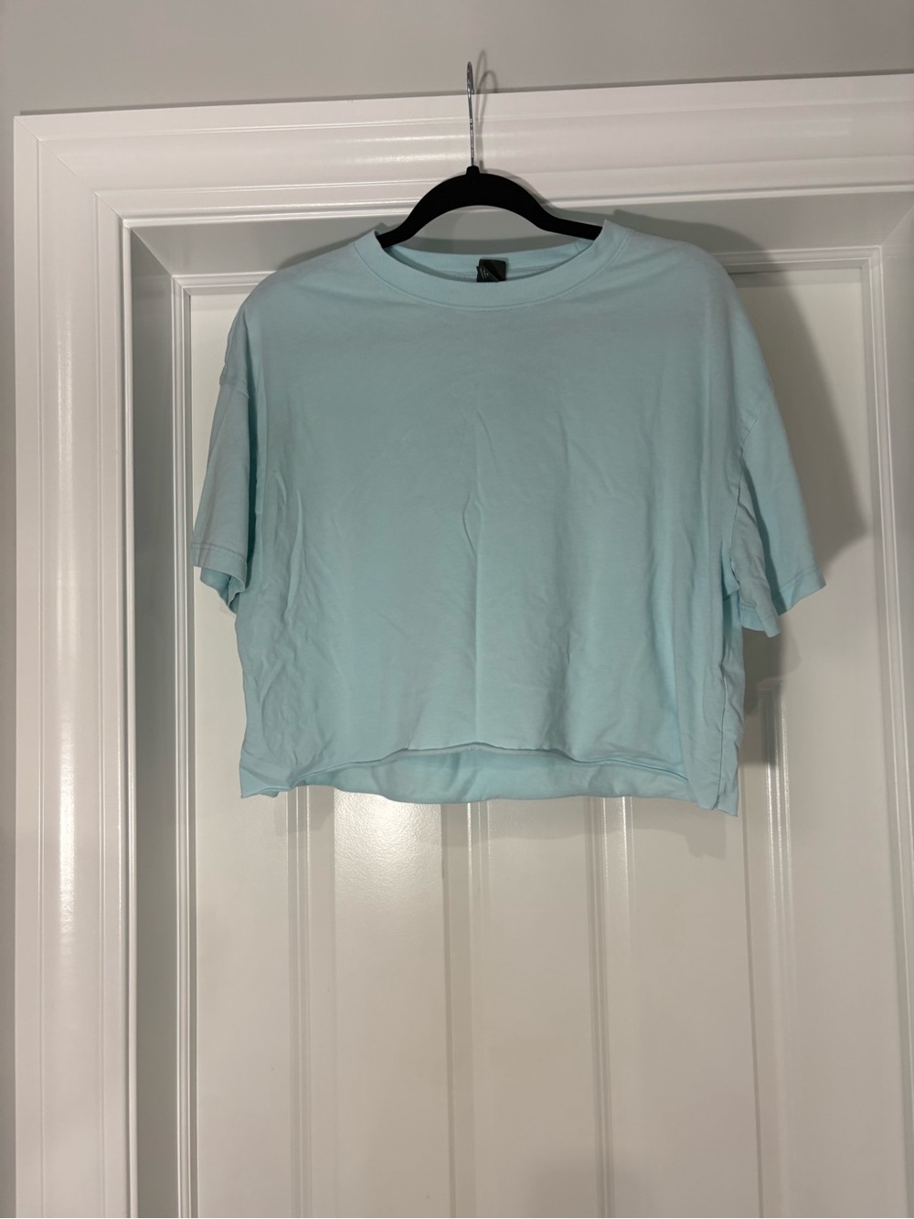 Wild Fable Casual Cropped Crewneck Top - Light Blue